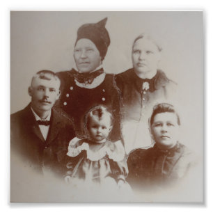 Antikes Familien-Collage-Foto B&W-Bild Fotodruck