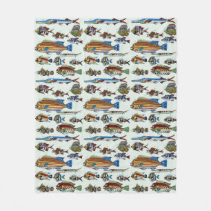 Antikes Farbige Exotische Fische Naturhistorischer Fleecedecke