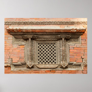 Antikes Fenster im Nasal Chowk Hof von Hanuman Poster