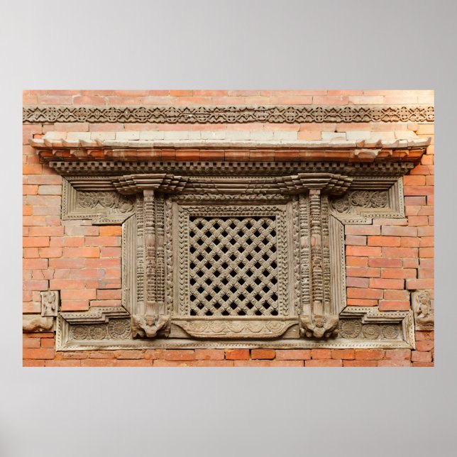 Antikes Fenster im Nasal Chowk Hof von Hanuman Poster (Vorne)