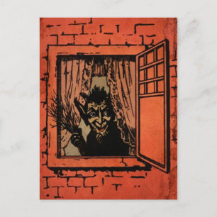 Antikes Fenster Krampus Postkarte