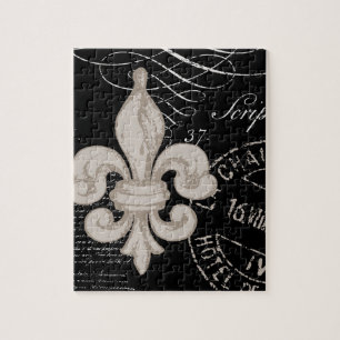 Antikes Fleur-de-Lis-Puzzle Puzzle