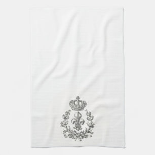 Antikes Fleur de Lis und Krone-Küchentuch Handtuch