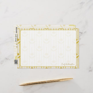 Antikes Floral auf Streifen in Senfgelb Briefpapier