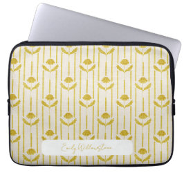 Antikes Floral auf Streifen in Senfgelb Laptopschutzhülle