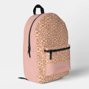 Antikes Floral-Cameo-Muster in Rosa und Orange Bedruckter Rucksack
