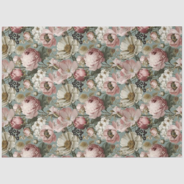 Antikes Floral Seidenpapier (Vorderseite)