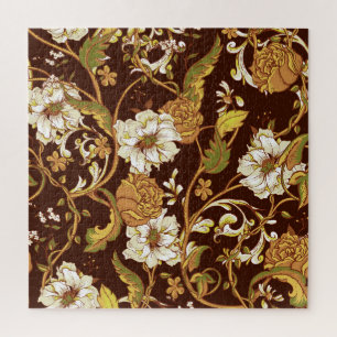 Antikes florales Barock: Magnolien, Rosen Muster. Puzzle