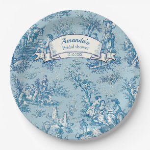 Antikes florales blau türkis Toile de Jouy Pappteller