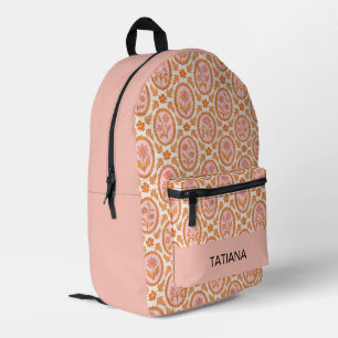 Antikes florales Cameo-Muster in Rosa und Orange Bedruckter Rucksack