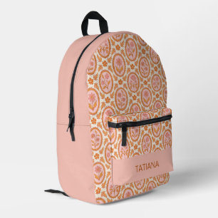 Antikes florales Cameo-Muster in Rosa und Orange Bedruckter Rucksack