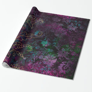 Antikes florales Damastmuster Geschenkpapier