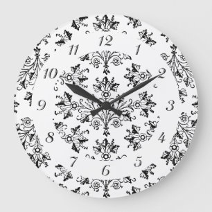 Antikes florales Damastmuster mit Zahlen-Uhr Große Wanduhr