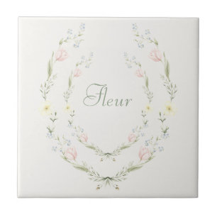 Antikes florales Fleur-Pastell-Französisches Keram Fliese