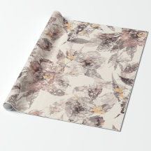 Antikes Florales Geschenkpapier in Staubrose