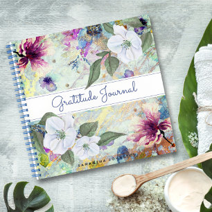 Antikes florales grünes Aquarell-Dankbarkeitstageb Notizbuch