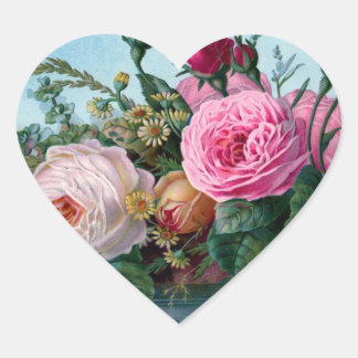 Antikes Florales Herz Herz-Aufkleber