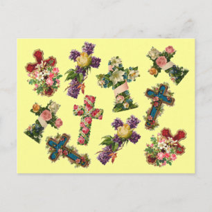 Antikes florales Kreuz Postkarte