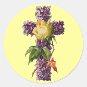 Antikes florales Kreuz Runder Aufkleber