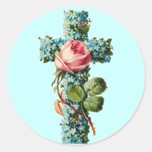 Antikes florales Kreuz Runder Aufkleber