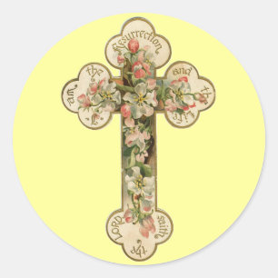 Antikes florales Kreuz Runder Aufkleber