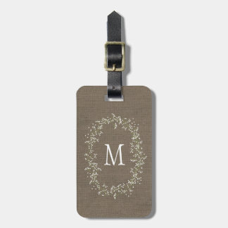 Antikes Florales Monogramm aus Jute Gepäckanhänger