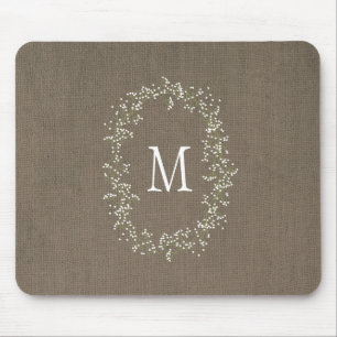 Antikes Florales Monogramm aus Jute Mousepad