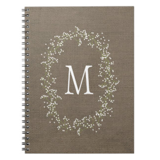 Antikes Florales Monogramm aus Jute Notizblock