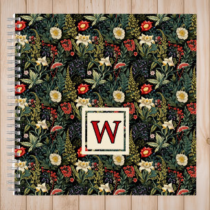 Antikes Florales Rot Weiß Lilien Bullet Journal Notizbuch