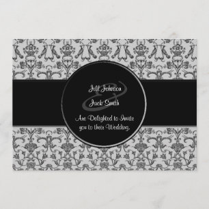 Antikes Florentiner Damast (Schwarz) (Hochzeit) Einladung