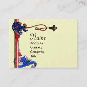 ANTIKES FLORENTINISCHES BLUMEN-MONOGRAMM IN ROTEM VISITENKARTE