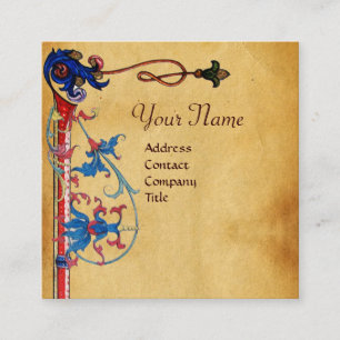 ANTIKES FLORENTINISCHES PERGAMENT-ROTES QUADRATISCHE VISITENKARTE