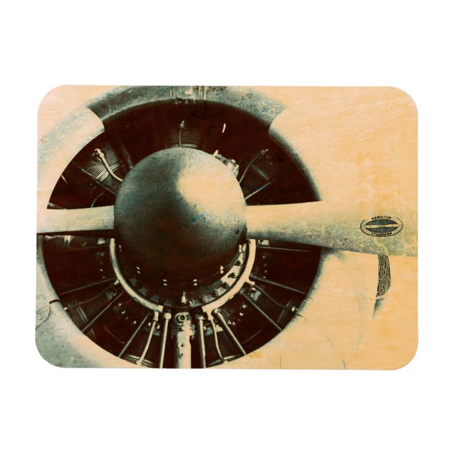 Antikes Flugzeugmotor-Propeller-Foto Magnet (Horizontal)