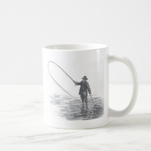Antikes Fly-Fishing-Kunst-Kaffeetasse Tasse