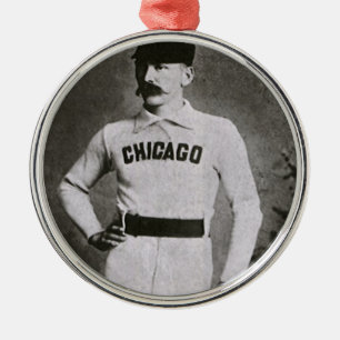 Antikes Foto, Chicago Baseballspieler Silbernes Ornament