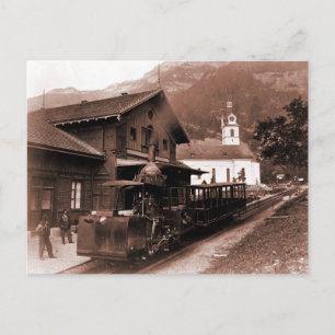 Antikes Foto der Bergstation der Rigi-Bahn Postkarte