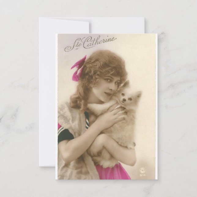 Antikes Foto Viktorianische Frau und Hund (Vorderseite)