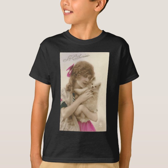 Antikes Foto Viktorianische Frau und Hund T-Shirt (Vorderseite)