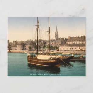 Antikes Frankreich, Hafen von St. Malo Bretagne Postkarte