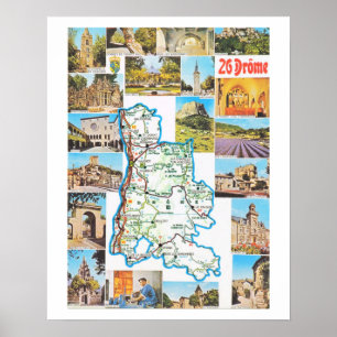 Antikes Frankreich, Karte, Drôme Poster