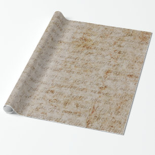Antikes Französisch Braun Beige Text Altes Pergame Geschenkpapier