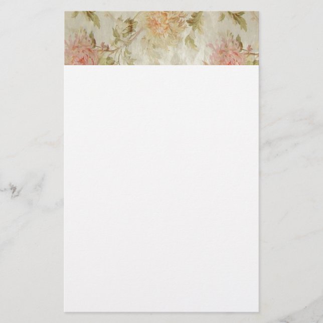 Antikes französisches BlumenToile Briefpapier (Vorderseite)