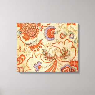 Antikes französisches Chintz-Blumenmuster Terrakot Leinwanddruck