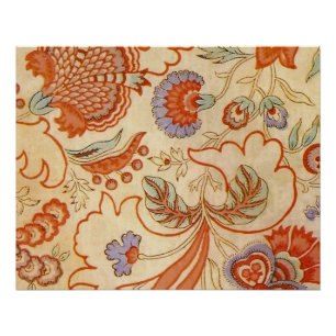 Antikes französisches Chintz-Blumenmuster Terrakot Poster