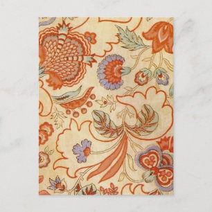Antikes französisches Chintz-Blumenmuster Terrakot Postkarte