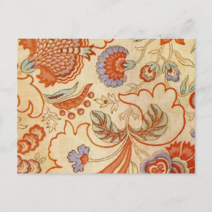 Antikes französisches Chintz-Blumenmuster Terrakot Postkarte