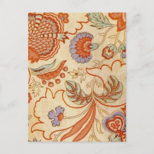 Antikes französisches Chintz-Blumenmuster Terrakot Postkarte