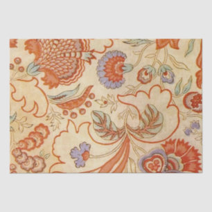 Antikes französisches Chintz-Blumenmuster Terrakot Seidenpapier