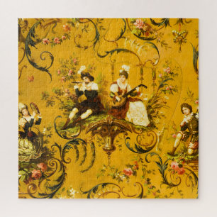 Antikes französisches goldgelbes Toile viktorianis Puzzle