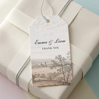 Antikes französisches Landtoile-Hochzeitsgeschenk- Geschenkanhänger